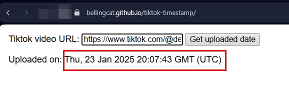 Tool for retrieving TikTok upload date/time