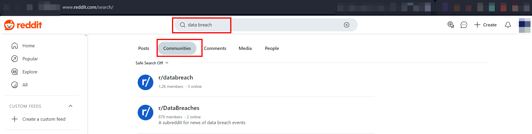 Reddit's search feature
