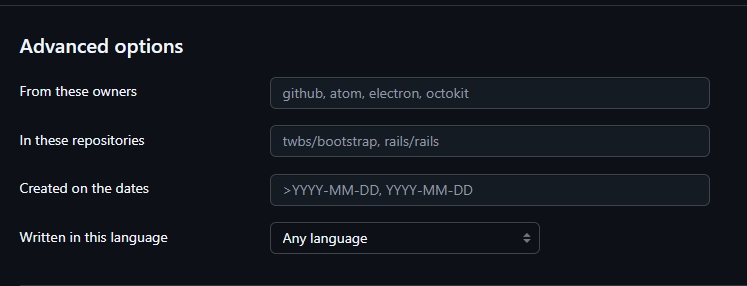 Advanced options section