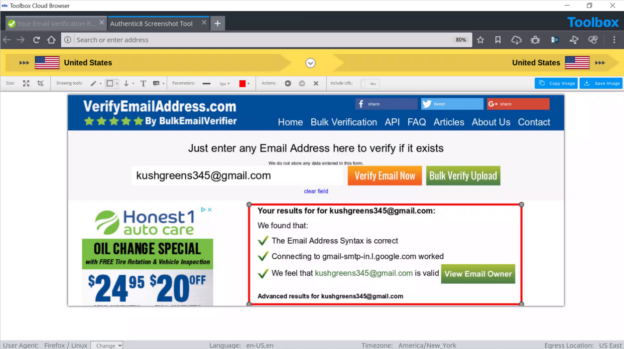 screenshot of Verify Email Address 