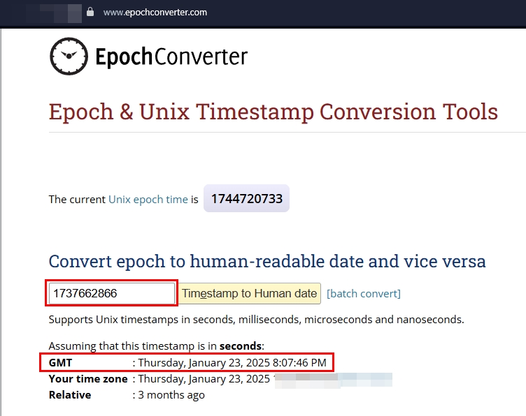 Convert UNIX timestamp into a readable format to reveal TikTok video upload time