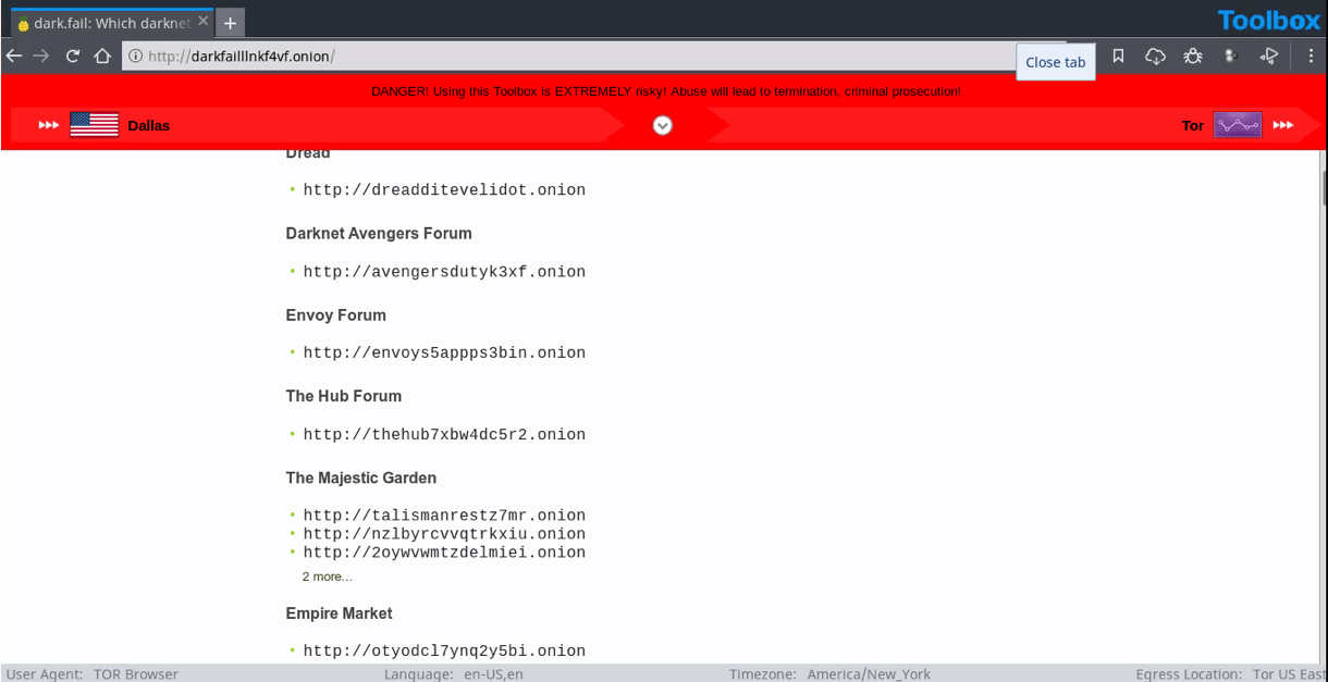 Dark.fail: Go Deeper into the Darknet