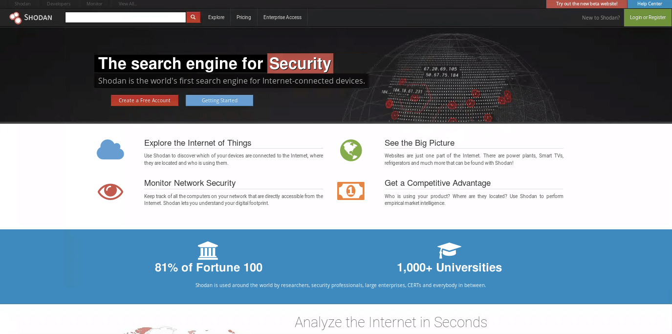 Shodan homepage