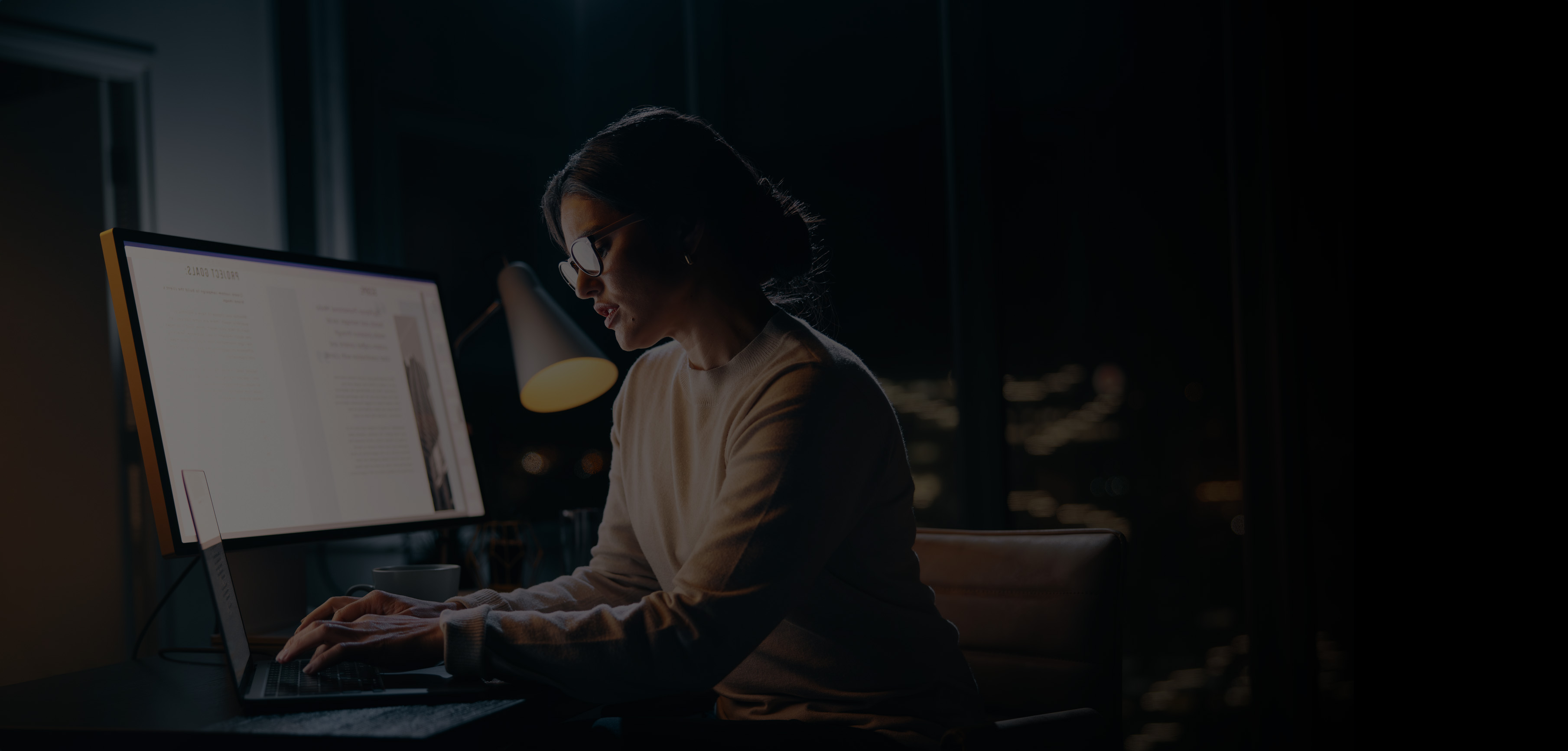 A woman working on a computer