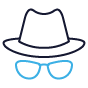 A design of an incognito hat and glasses