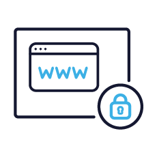 A design representing a browser with a risky web link