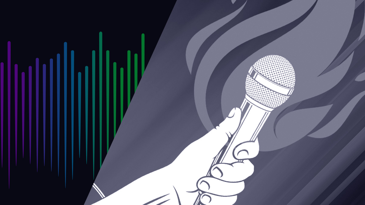 graphic of hand holding microphone