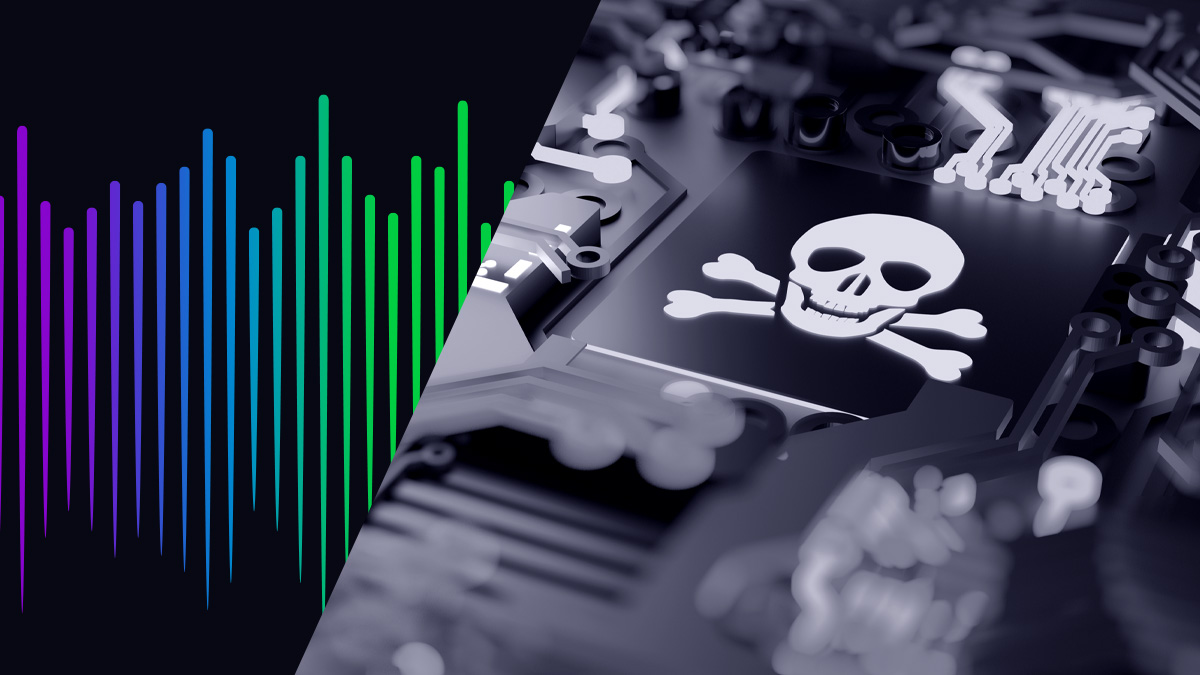 skull in circuit board representing ransomware