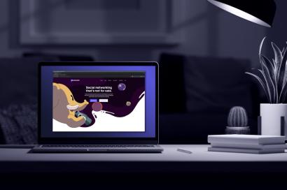 Image: a laptop displaying the Mastodon home page