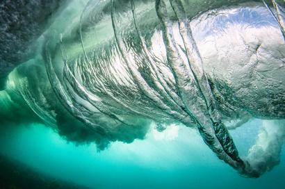underwater view of ocean wave