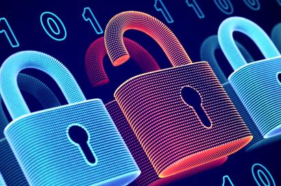 red cyber lock graphic