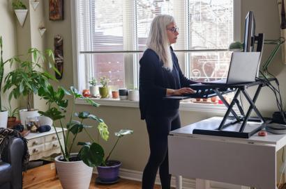 Woman working at standing desk